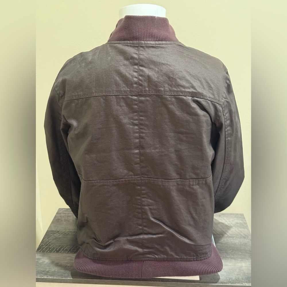 Twice 1210 Bomber Jacket Dark Cognac Waxed Finish Moto Style Size Large Pockets - Picture 3 of 16
